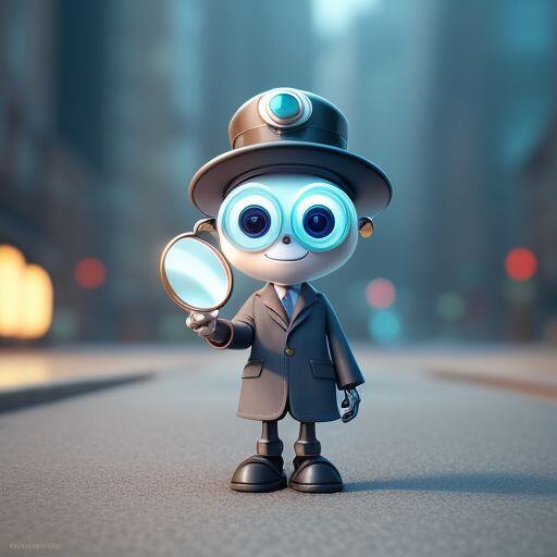 Cute robot wearing detective outfit